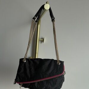 Henri Bendel Black and Pink Chain Shoulder Bag